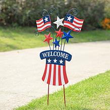 Glitzhome 30.25" Wooden & Metal Patriotic Flags Yard Stake/Wall Décor