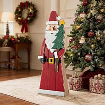 Glitzhome 30"H Christmas Chunky Wood Santa Porch Decor