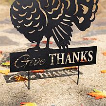 Glitzhome 30"H Thanksgiving Metal Silhouette Turkey Yard Stake