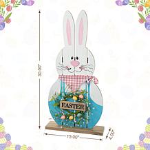 Glitzhome 30in H Easter Wooden Bunny Porch Decor