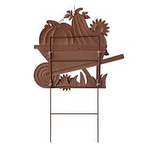 Glitzhome 30in. H Fall Metal Wheelbarrow Pumpkin Yard Stake
