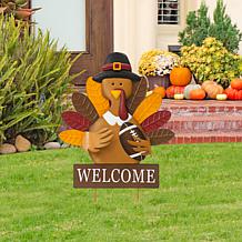 Glitzhome 30in. H Thanksgiving Metal Turkey Yard Stake /Hanging Decor