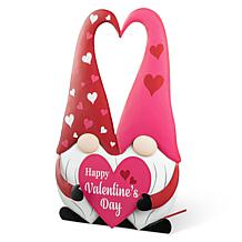 Glitzhome 30in H Valentine's Metal Gnome Couple Yard Stake