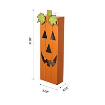 Glitzhome 30in.H Lighted Halloween Wooden Pumpkin Porch Décor