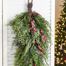 Glitzhome 31.5"H Christmas Greenery Frosted PE Dripping Teardrop wi...