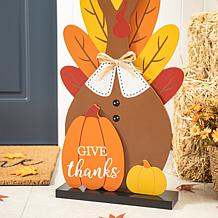 Glitzhome 31in. H Thanksgiving Wooden Turkey Porch Decor