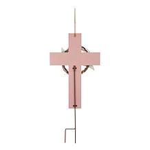 Glitzhome 32" H Easter Wooden and Metal Cross Yard Stake or Wall Decor