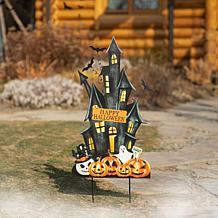 Glitzhome 32" Metal Haunted House Yard Stake