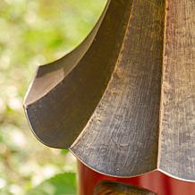Glitzhome 32" Retro Red Metal Pagoda Birdhouse with Bronze Roof