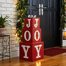 Glitzhome 32"H Lighted Wooden Block JOY Porch Sign