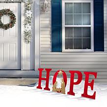 Glitzhome 35.5" Lighted Metal HOPE Stake, Standing or Wall Decor