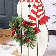 Glitzhome 36" Christmas Snowman Porch Decor with Floral Wreath