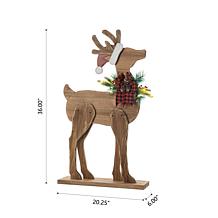 Glitzhome 36" H Chunky Wood Reindeer Porch Decor