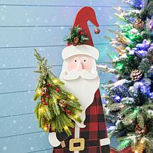 Glitzhome 36" H Lighted Wooden Santa Porch Decor