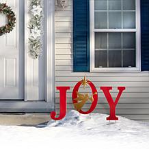 Glitzhome 36" H Metal JOY Angel Yard Stake, Standing or Wall Decor