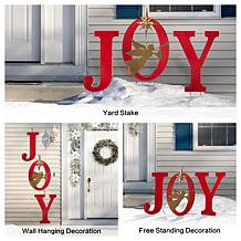 Glitzhome 36" Lighted Metal JOY Yard Stake, Standing or Wall Decor