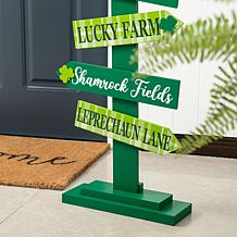 Glitzhome 36" St. Patrick's Wood Shamrock Porch Sign