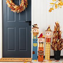 Glitzhome 36"H Fall 3pc Wood Sacrecrow Family Porch Decor