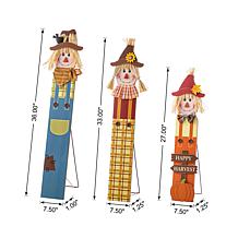 Glitzhome 36"H Fall 3pc Wood Sacrecrow Family Porch Decor