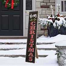 Glitzhome 36"H Wooden Black Christmas Porch Sign