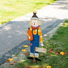 Glitzhome 36in. H Fall Metal Scarecrow Yard Stake or Hanging Sign