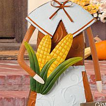 Glitzhome 36in. H Metal Thanksgiving Pilgrim Girl Yard or Hang Decor