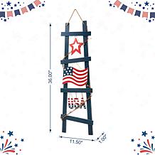Glitzhome 36in H Patriotic Americana Ladder-shaped USA Porch Decor