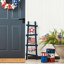 Glitzhome 36in H Patriotic Americana Ladder-shaped USA Porch Decor