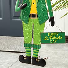 Glitzhome 36in H St. Patrick's Metal Leprechaun Yard Stake/ Wall Decor