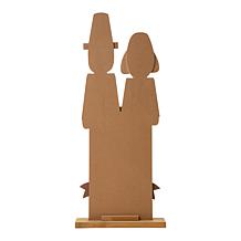 Glitzhome 36in. H Thanksgiving Wooden Pilgrim Couple Porch Decor