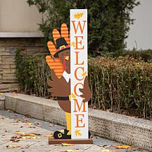 Glitzhome 36in.H Thanksgiving Wooden Turkey Welcome Porch Décor