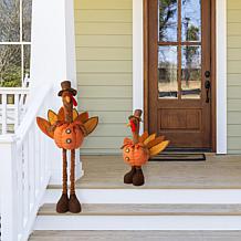 Glitzhome 37.00in.H Fabric Turkey Standing Décor With Telescoping Legs