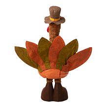 Glitzhome 37.00in.H Fabric Turkey Standing Décor With Telescoping Legs