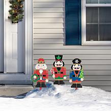 Glitzhome 3pc. Wooden Nutcracker Yard Stake