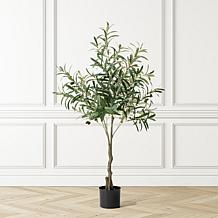 Glitzhome 4' Faux Olive Tree in Pot