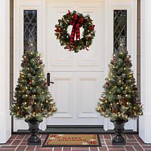 Glitzhome 4 Ft. Flocked Christmas Tree with Pinecone and Berries