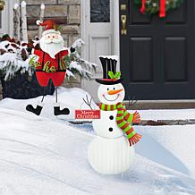 Glitzhome 40" Metal Snowman Yard Stake