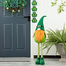 Glitzhome 40in H Telescoped Fabric St. Patrick's Gnome Standing Decor