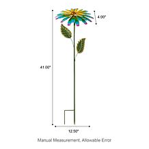 Glitzhome 41"H Blue and Yellow Garden Metal Flower Yardstake