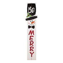 Glitzhome 42" "Be Merry" Snowman Wooden Porch Sign