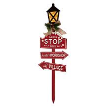 Glitzhome 42" H Wooden Christmas Yard Stake with LED