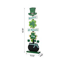 Glitzhome 42" Lighted St. Patrick's Wooden Shamrocks Porch Décor