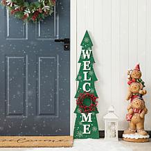 Glitzhome 42" Wooden Christmas Tree "WELCOME" Sign