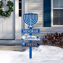 Glitzhome 42" Wooden Hanukkah Yard Stake with Lights