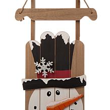 Glitzhome 42"H Wooden Christmas Snowman Porch Sign