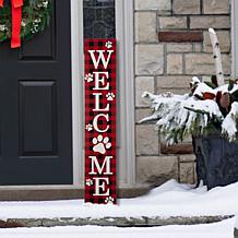 Glitzhome 42"H Wooden Plaid Pet WELCOME Porch Sign