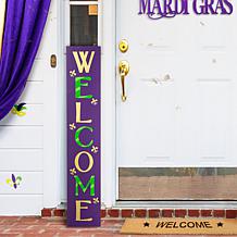 Glitzhome 42in H Mardi Gras WELCOME Wooden Porch Sign