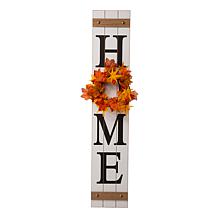 Glitzhome 42in H Wooden Home Porch Sign with 3 Changeable Wreathes.