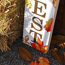 Glitzhome 42in.H Fall Lighted Maple leaves Wooden Porch Sign