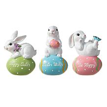 Glitzhome 4.5in H Set of Three Easter Resin Bunny Table Decor